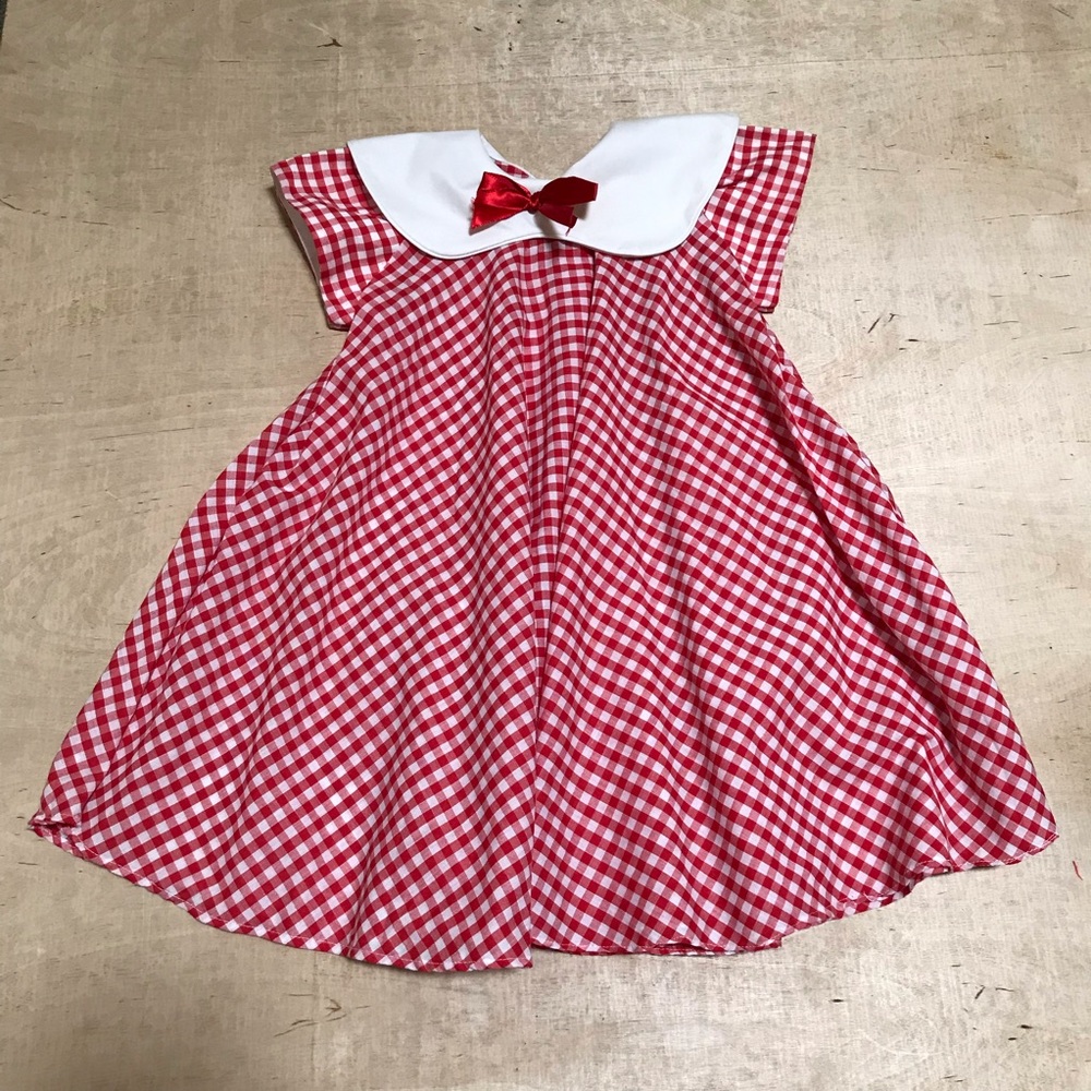 Vintage Little Star A-line Gingham Plaid Dress Red White Size 5